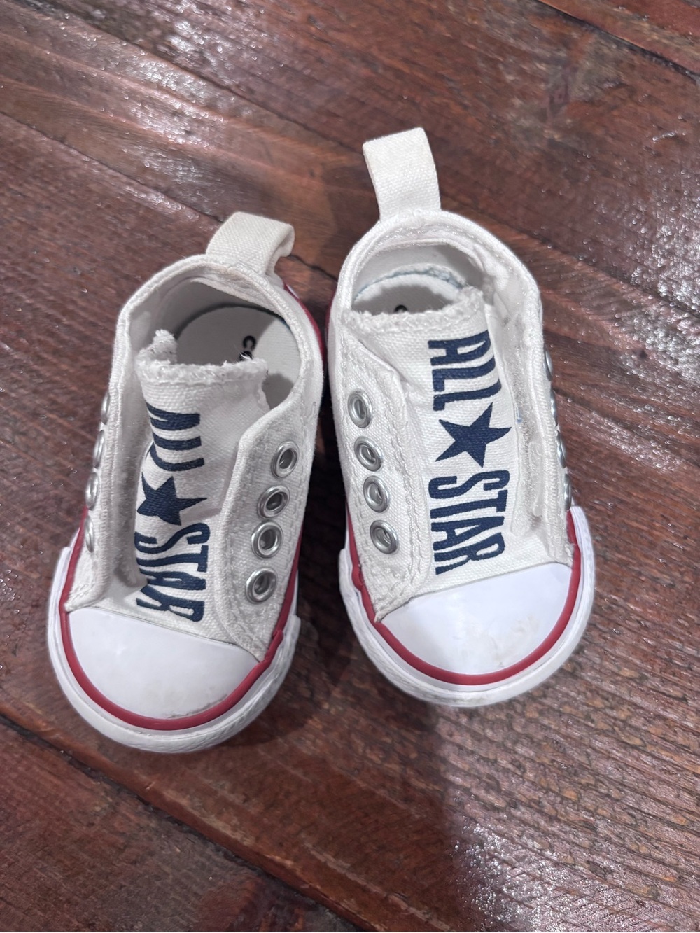 Baby Converse All Star White & Red Kids  Canvas Sneakers, infant size 2